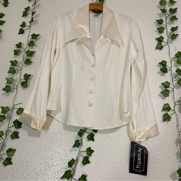 ANXIETY Vintage Sheplers made  USA 
Snap Button  Shirt blouse tops Size L satin - Picture 6 of 15